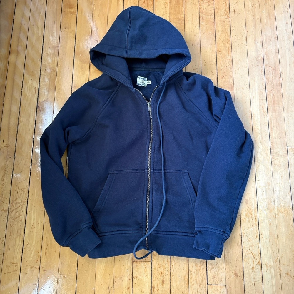 Flint and Tinder 10 Year Hoodie Mens Large Blue Full Zip Made in USA Huckberry